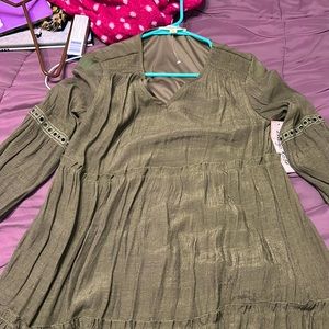 Indigo Rose Sage Green Dress mid Sleeve